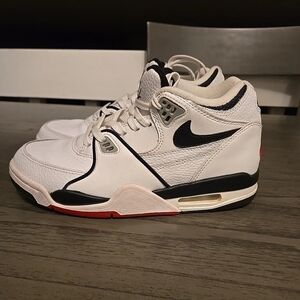 Nike Kids White and Black Sneakers with Red Accents